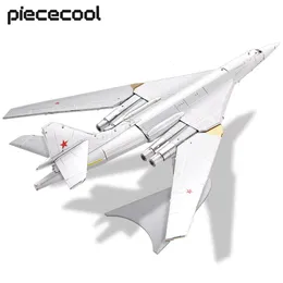 Piececool Puzzle 3D in metallo 1.200 Tu-160 Bomber Aircraft Modello di assemblaggio Kit Jigsaw Giocattoli fai da te per adulti Regali di Natale Jigsaw Set 240115