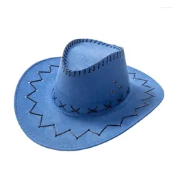 Berretti Elegante cappello da cowboy occidentale a tesa larga Cowgirl All-match Jazz Genitore-figlio Regalo in pelle scamosciata per raduni Dropship