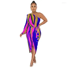 Ethnic Clothing African Clothes 2024 Spring Summer Elegant Women Long Sleeve Polyester Knee-length Dress Dresses For