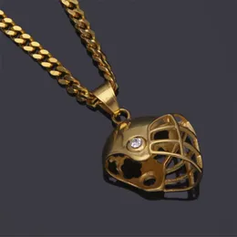 Collana con pendente per casco da football da equitazione in acciaio inossidabile con zirconi ghiacciati placcato oro hip-hop da uomo Whos 5mm 27 Cuba Chain Neck283b