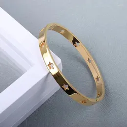 Bangle Uilz Hollow 10 -stjärniga armband Rostfritt stål Kärlek Brand Metal Bangles For Women Fashion Jewelry