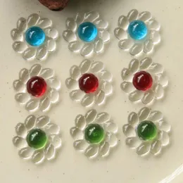 Dekoratif Figürinler 5 PCS Yaz Köyü Rüzgar Şeffaf Dantel Renkli Ayçiçeği Düz Back Reçine Cabochons Scrapbooking DIY Takı El Sanatları