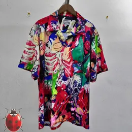 طباعة قمصان قصيرة حمراء الرجال نساء هاواي قميص شاطئ الملابس غير الرسمية