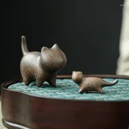 Chá animais de estimação retro forno mudança pet mesa decoração escritório vintage ornamento cerâmica estudo jogar presente gatinho