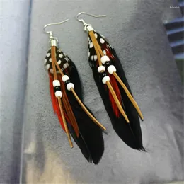 Dangle Earrings Fashion Multicolor Natural Feather Tassel Drop for Women Wedding Party Party Bohemian Gfts GFTS