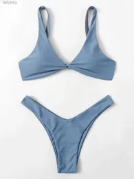 수영복 Ztvitality Solid Tie Sexy Bikini 2021 Hot Sale Padded Bra High Leg Bandage Push Up Bikini 세트 브라질 수영복 여성 Swimwearl240115