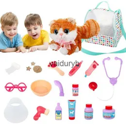 Verktyg Workshop Pet Care Playset låtsas Spela Grooming Toys Puppy Dog Carrier Feed Dog ryggsäckgåvor med väska klä upp utbildningsset Toysvaiduryb