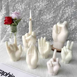 Outils d'artisanat 3D doigt d'honneur bougie moule en Silicone pour bricolage fabrication de savon plâtre résine artisanat moule en Silicone fête de vacances cadeau moule bougie moules YQ240115
