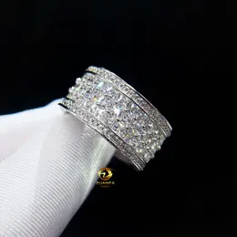 Bague Hip Hop princesse et coupe ronde, bijoux personnalisés en argent Sterling VVS Moissanite diamant