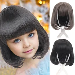 LANLAN children's wig head cute headgear princess baby bobo head styling girl hair cover full head short hair simulation240115