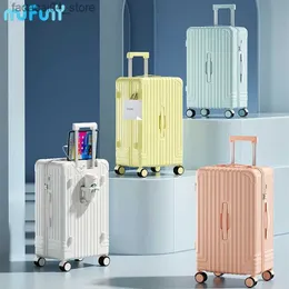 Suitcases Mifuny Korean Style Luggage ABS Trolley Case Large Capacity Travel Case Business Boarding Case USB Suitcase Neutral Password Box Q240115