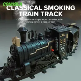 Çocuklar Elektrikli Tren Oyuncak Klasik Sigara Seti Set Ray Track Retro Steam Tren Askeri Araba Kamyon Model Oyuncak Çocuk Oyuncaklar Çocuk 240115