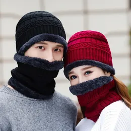 Set di sciarpe con berretto lavorato a maglia caldo invernale unisex e passamontagna spesso in velluto maschera antivento per equitazione all'aperto escursionismo arrampicata 240112