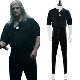 Geralt z Rivia Cosplay Costume Naszyjnik Casual Noar Outfit Full Set291i