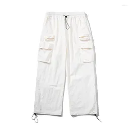 Calças masculinas homens japão coreano streetwear moda solta casual multi bolso cityboy esporte ao ar livre carga baggy mulheres calças homem roupas