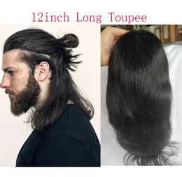 12 Toupee الطويل للرجال 100 ٪ نظام استبدال الشعر البشري البكر للرجال 10x8 حجم الأساس الجبهة الدانتيل السويسرية مع pu toupee hair240115