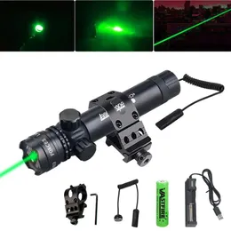 Ponteiros caça tático verde laser ponto vista interruptor ajustável 532nm ponteiro laser rifle arma escopo ferroviário barril interruptor de pressão montagem