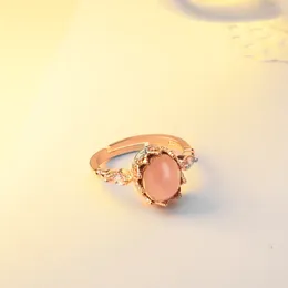 Cluster Rings European och American Fashion Open Ring Creative Selling 18K Rose Gold Plated Amethyst