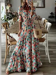 Базовые повседневные платья Robe volants imprim цветочный халат шикарный режим mi-longues printemps YQ240115