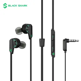 Fones de ouvido Black Shark 3,5 mm Fones de ouvido 2 com fio intra-auricular com microfone Design de cotovelo de graves profundos para jogos Cabo anti-emaranhado para Android Xiaomi