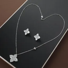 Luxury Smooth Surface Flower Long Necklace Sweater Chain Earring Set For Women Wedding Party Full Zircon Dubai Bridal Jewelry 240115