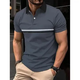 2023 Men's Polo Shirt Stripes Short Sleeve TShirts Casual Business Button Top Tees Summer Shirts High Quality Clothes 240115