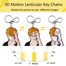 BLEACH Kurosaki Ichigo Anime Motion Key Chains Acrylic Keychains Bag Pendant Car Keyring Anime Peripherals Gift Size 6cm