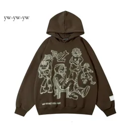 Moletons masculinos Moletons Aelfric Eden Mens Y2k Cartoon Line Character Print Hoodie Harajuku Hip Hop Moletom Pulôver Com Capuz Streetwear Casual Tops 2423