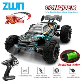Zwn 1 16 70 km/h ou 50 km/h 4wd rc carro com controle remoto led caminhão monstro de alta velocidade para crianças vs wltoys 144001 brinquedos 240115