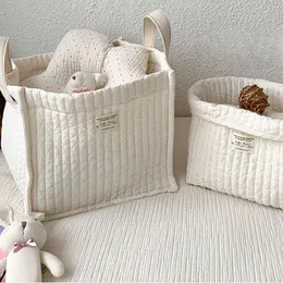 Baby Storage Duże pojemność torebki zabawki stały kolor bawełniany mamusia koszyk macierzyński organizer urodzony pieluchę do łóżka 240115