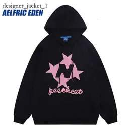 Men's Hoodies Sweatshirts Aelfric Eden Stellaris Embroidered Hoodie Y2K Star Letters Pullover Streetwear Hiphop Retro Splicing Harajuku Casual Hoodie 1268