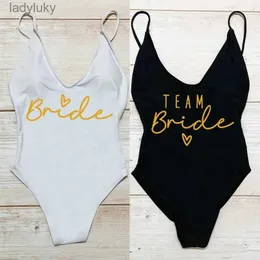 Swim Wear Team Bride Heart Print Costume da bagno per donna Costume intero da bagno Donna Costume da bagno Bachelor Party Bikini Costumi da bagno BeachwearL240115