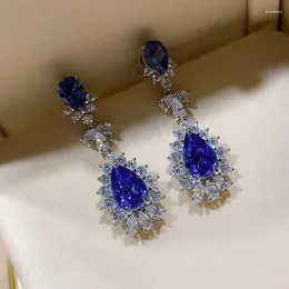 Baumelnde Ohrringe CAOSHI Mode Dame Anhänger für Hochzeit Party Luxus Silber Farbe Zubehör mit hellen Zirkonia wunderschönen Schmuck