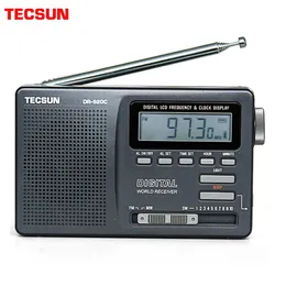 Radio TECSUN DR920C Black Alarm Clock Radio Digital Portable Display FM/MW/SW Multi Band med högkänslighet LCD -ljudcampusradio