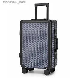 Resväskor Ny PVC -läderbagage sätter kvinnor mode rullande bagage med handväska män lyx vagnar resväska aluminium ram boarding box q240115
