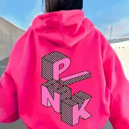 High Street Sweatshirt Kvinnor Autumn Pink Letter Sweatshirts Toppar Långärmad O Neck Pullover för Cool Girl Casual Style 240115