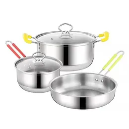 Hochwertiges Kochgeschirr-Set aus Edelstahl – 3-teiliger Topf, Milchtopf, Suppentopf und Wok – ideal zum Kochen, Kochen und Braten – perfektes Geschenk für jeden Anlass.