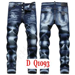 Мужские джинсы Роскошные итальянские дизайнерские джинсовые джинсы Мужские брюки с вышивкой DQ21093 Модные брюки с отверстиями для одежды и брызгами чернил Брюки для езды на мотоцикле Одежда US28-42 / EU44-58