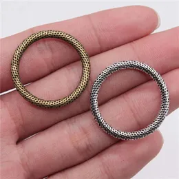 Charms 10pcs Circle 29mm Antique Silver Plated Bronze Pendant Connector Jewelry Components