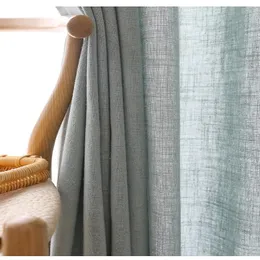 Modern Cotton Linen Sheer Gardiner Semi Shading Curtain Plain Balcony Curtain Tulle Custom Living Room Garn Decoration Curtain 240115