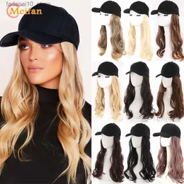 Synthetic Wigs MEIFAN Synthetic Baseball Wig Long Wavy Curly Wig Black Trucker Hat Wigs Cap With Hair Naturally Connect Hair Cap Adjustable Q240115