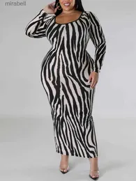 الفساتين الأساسية غير الرسمية LW-ROBE Longue Raye Grande Taille Dcoupes Fronce Tampour Sexy Manches Longues Slim Maxi Automne Hiver Y2K YQ240115