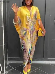 기본 캐주얼 드레스 기본 캐주얼 드레스 ifur s-robe longue imprime en satin pour femme grande taille manches chauve-souris courtes mode dcontracte yq240115