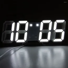 벽 시계 3d LED DIGITALE KLOK MUUR DECO GLAING NIGHT MODUS VERSTELBARE ELEKTRONISCHE TAFEL WANDKLOK DECARATIE WOONKAMER
