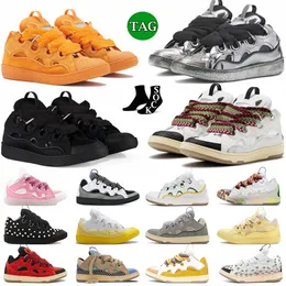 Scarpe eleganti di lusso Designer Sneakers in pelle con cordolo Coppie Uomo Donna Stringate Scarpe da ginnastica straordinarie Pelle di vitello Nappa Famosa suola con plateau Outdoor 36-46