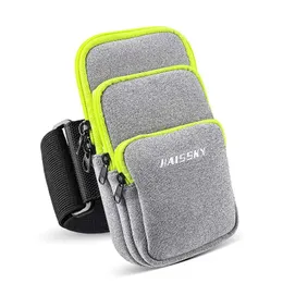 Bags HAISSKY 3033 3 Zipper Pocket Outdoor Sports Runing Bag Men Women Waterproof On Hand Phone Armband Pouch GYM Fitness Sport Bags