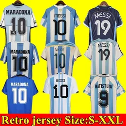 Argentina Retro Futebol Jerseys Maradona Kempes Batistuta Riquelme KUN AGUERO AIMAR Camisa de Futebol Vintage 1978 1986 1994 1998 2000 2001 2002 2006 2010 2014