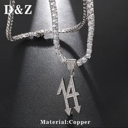 D Z Hip Hop Iced Out Number 14 Hängen AAA Bling Cubic Zircon Halsband för manliga klippsmycken 240115