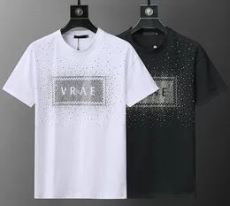 패션 남자 캐주얼 티셔츠 남자와 여자 구슬 레터 인쇄 티셔츠 여름 새로운 순수 면화 짧은 소매 이중 실 티셔츠