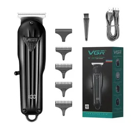 VGR Hair Trimmer Professional Clipper Electric TBlade Cutting Machine 0mm LED Display Barber for Men V982 240115